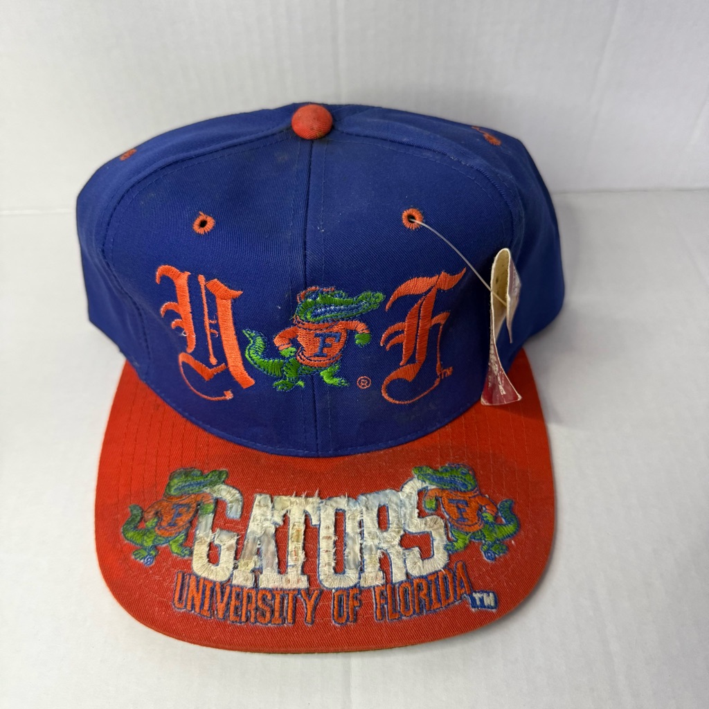 Vtg Headmaster Old English Florida Gators University Snapback Hat Osfa Damaged